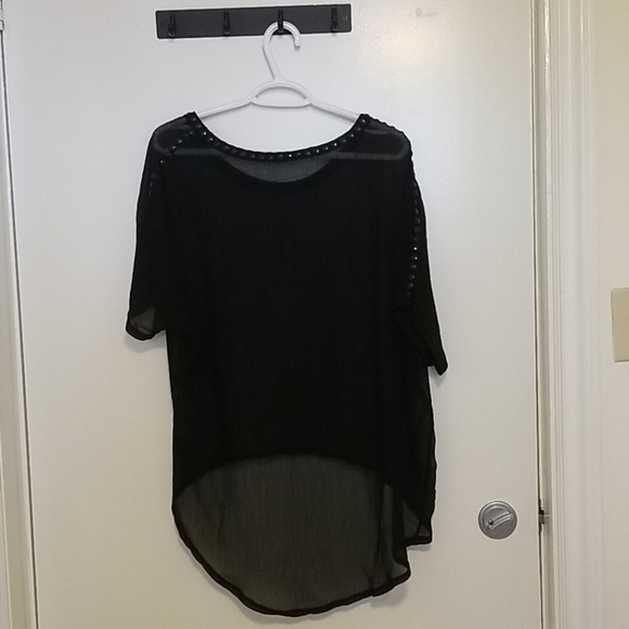 Short Sleeved Chiffon Top with Stud Detailing - Picture 2 of 2